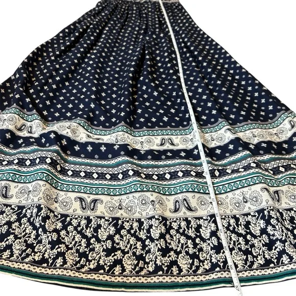 Devi Maxi Dress, Spaghetti Strap Navy Blue Long Boho Rayon Dress, Small / Medium - Picture 5 of 6